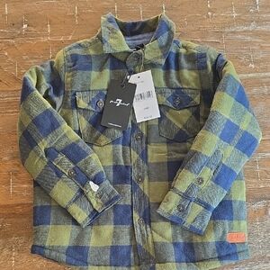 7 For All Mankind Blue and Yellow Plaid Shirt